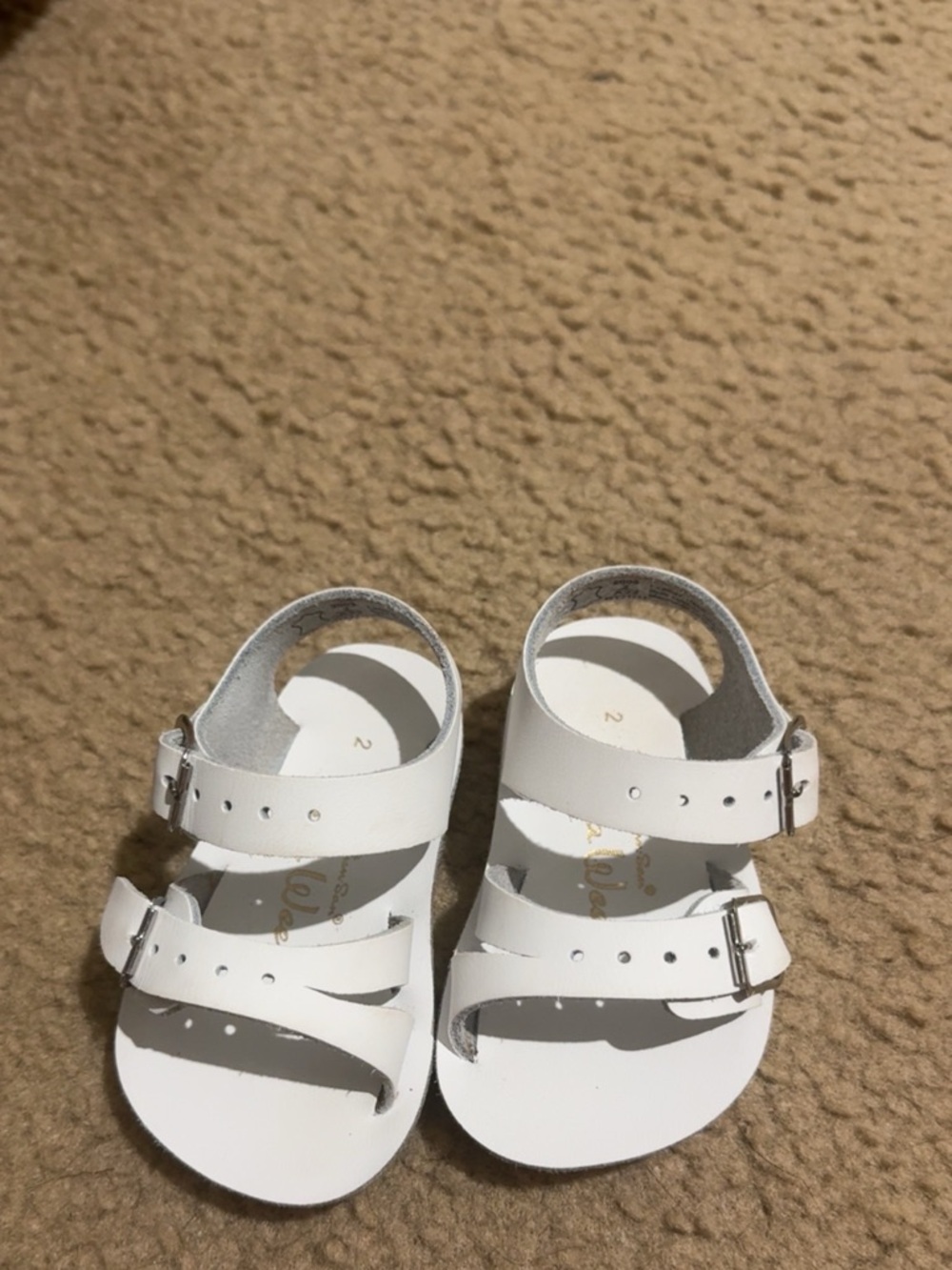 Girls White Triple-Buckle Sandals - Adjustable Straps